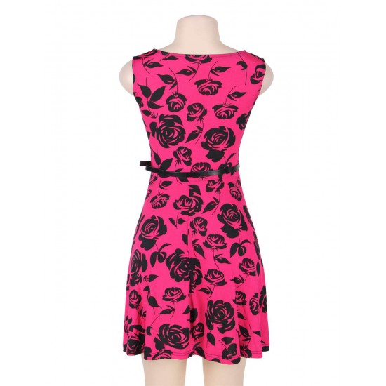 Print rose pink fashion dress