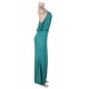 Gold Chain Halter Maxi Green Dress with T Back