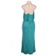 Gold Chain Halter Maxi Green Dress with T Back