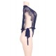 Navy Blue Ribbon Sash Eyelash Chiffon Teddy