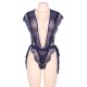 Navy Blue Ribbon Sash Eyelash Chiffon Teddy