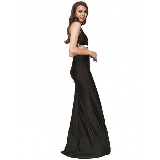 Plus Size Black Cross-strapped Gown