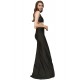 Plus Size Black Cross-strapped Gown