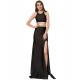 Plus Size Black Cross-strapped Gown