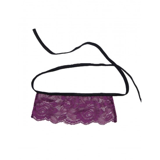 Plus Size Purple lace bustier lingerie set with bra rim