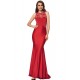 Plus Size High Neck Red Embroidery Flower Backless Party Dress