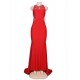 Plus Size High Neck Red Embroidery Flower Backless Party Dress