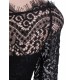 Plus Size Black Delicate Floral Lace Low Hem Evening Dress