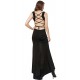 Black Simple Straps Backless Slit Party Gown