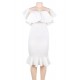 White Off-Shoulder Ruffle Bodycon Mermaid Party Dress