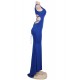 Plus Size Blue Croch Straps Back  Slit Party Gown