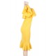 Ruffle Off-Shoulder Bodycon Party Yellow Mermaid Dress