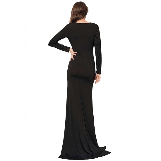 Sexy Long Sleeve Black Lace Trim Party Gown