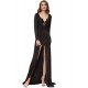 Sexy Long Sleeve Black Lace Trim Party Gown