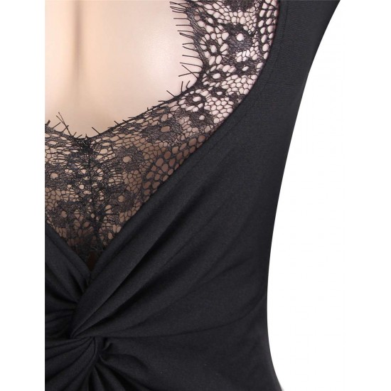 Sexy Long Sleeve Black Lace Trim Party Gown