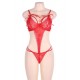 Red Love Affair Scalloped Lace Teddy Lingerie