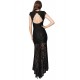 Short Sleeve Black Lace Backless Party Gown