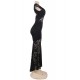 Plus Size Black Lace Backless Party Gown