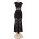 Plus Size Black Lace Backless Party Gown