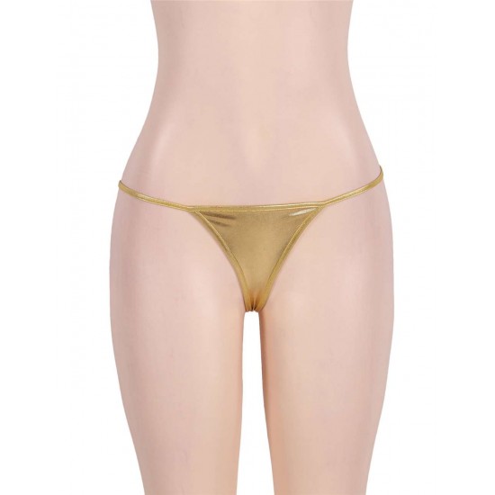 Golden Plus Size Exotic Micro Shiny G String Thongs