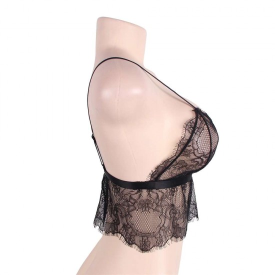 Plus Size Black Lace Bralette Top