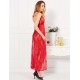 Red Backless Halter Long Dress