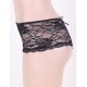 Black Open Crotch Floral Lace Panty