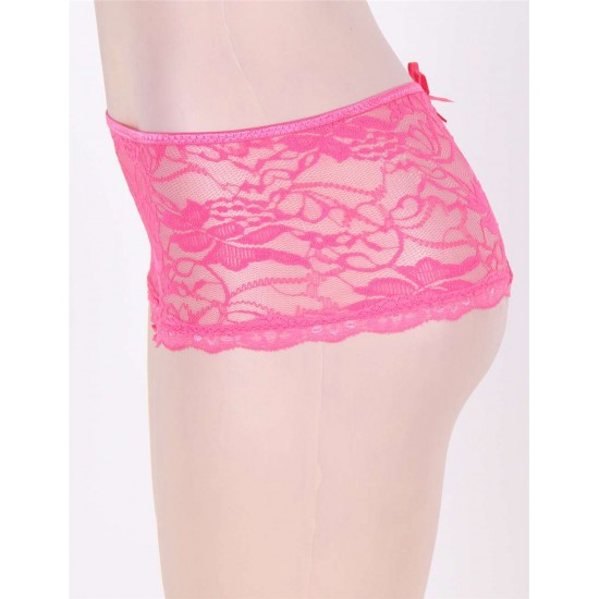 Sexy Pink Lace Open Crotch Panty