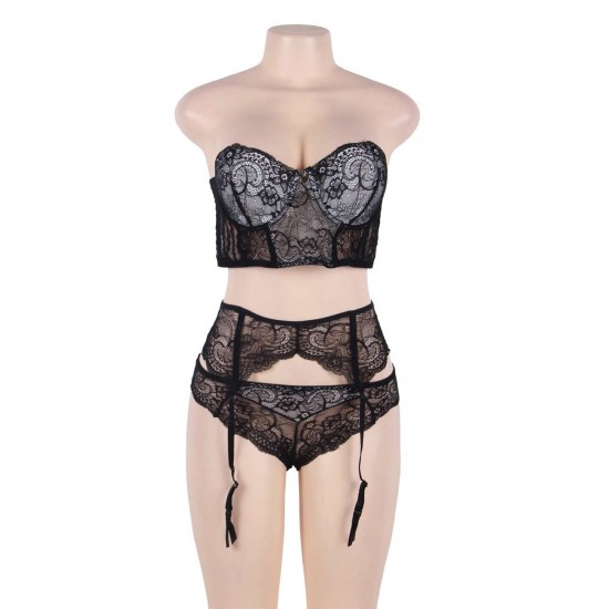 Plus size 3 Piece Delicate lace Bra Set