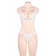 Plue size White Lace Crochet Hook Bralette Lingerie Set