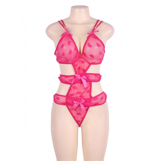 Heart Jacquard Stretch Mesh Teddy