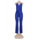 Blue Wide Leg Halter Jumpsuit