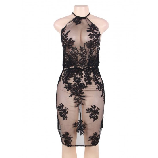 Elegant Black Deluxe Decals Fashion Dress