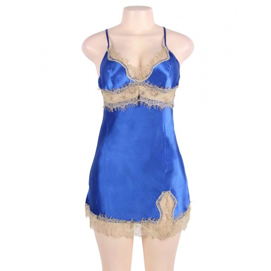 Deluxe Satin Lace Stitching babydoll