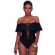 Ruffle Off-The-Shoulder One Piece Black Swimsuit