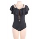 Ruffle Off-The-Shoulder One Piece Black Swimsuit