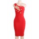 Delicate Red One-shoulder Bodycon Dress