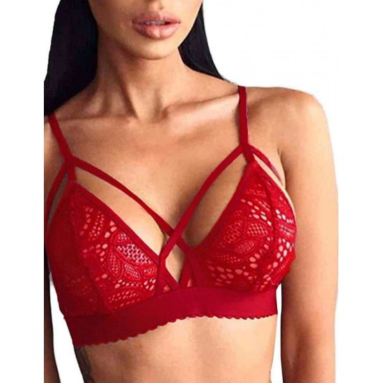 Sexy Red Strappy Harness Bralette Bra