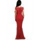 Red Lace Elegant Fishtail Maxi Party Gown