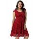 Plus Size Lace Elegant Round Neck Red Bodycon Dress