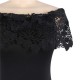 Plus Size Black Fashion Lace Off Shoulder Party Dress