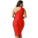 Plus Size Delicate Red One-shoulder Bodycon Dress