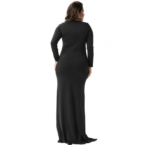 Plus Size Sexy Black Lace Trim party gown