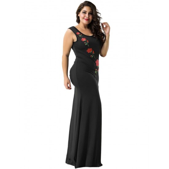 Plus Size Elegant Embroidery Party Gown