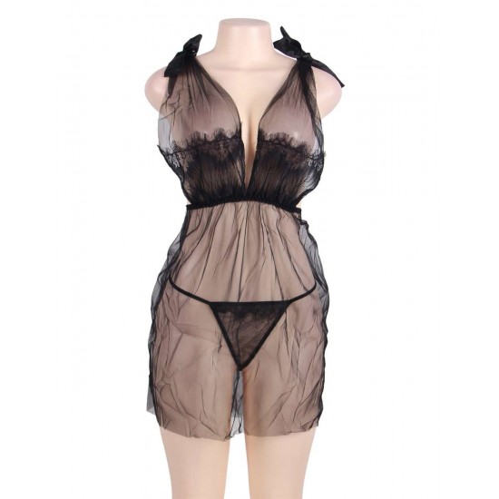 Seduction Black Mesh Babydoll with G-string