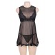 Black Sheer Mesh Babydoll Lingerie Set With G String