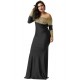 Plus Size Boat Neck Khaki Lace Evening Gown