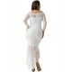 Plus Size Elegant Lace Hi-low White Evening Dress