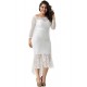 Plus Size Elegant Lace Hi-low White Evening Dress