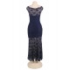 Plus Size Dark Blue Lace Elegant Party Gown